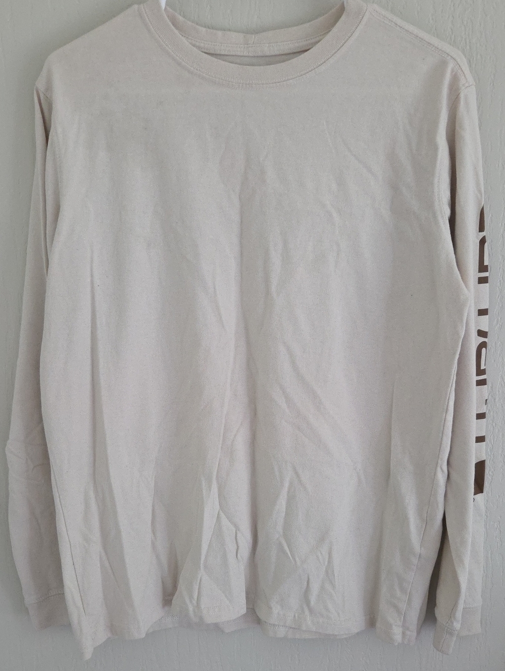 Long Sleeve Crewneck Shirt in Light Beige - Womens